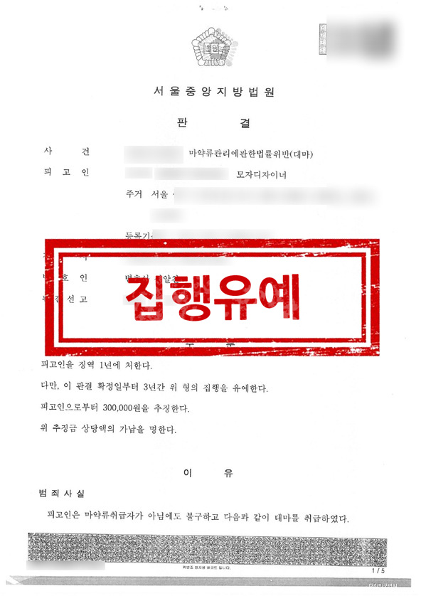 판결문 - 집행유예